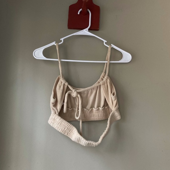 Charlie Holiday Shirley Terry Cloth Strappy Open Back Tie Crop Top 6 - Picture 8 of 10